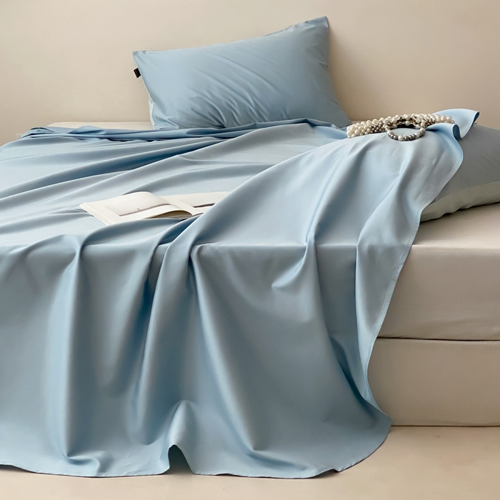 91家纺网 家纺一手货源 找家纺 云栖家居 2025新款全棉纯色长绒棉纯棉单品系列床单单件床单单品-单床单 希腊蓝