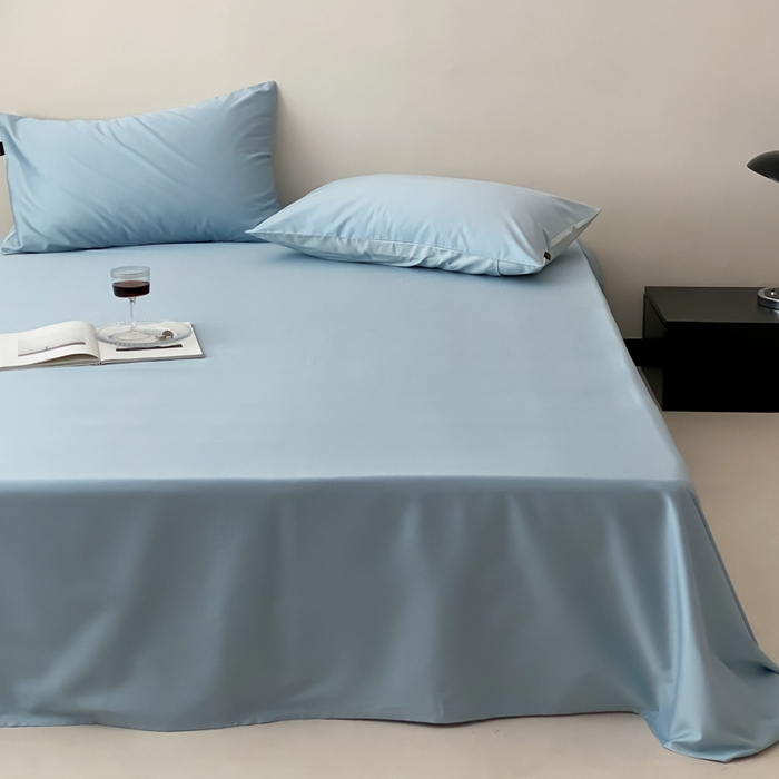 91家纺网 家纺一手货源 找家纺 云栖家居 2025新款全棉纯色长绒棉纯棉单品系列床单单件床单单品-单床单 希腊蓝