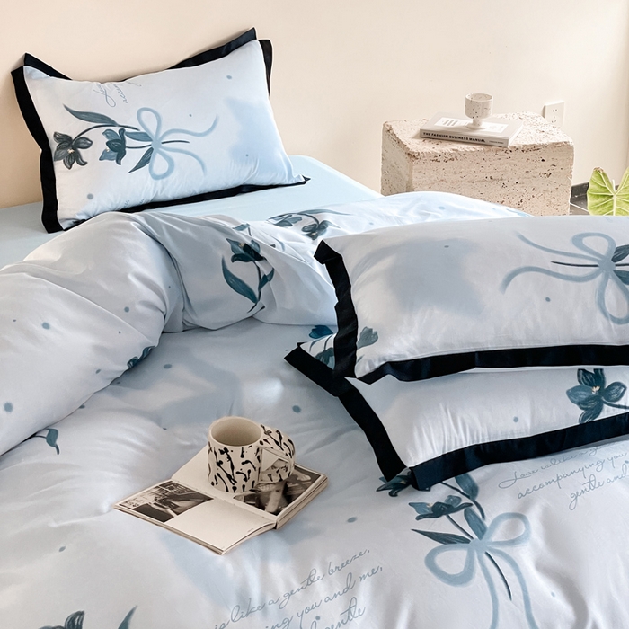 91家纺网 家纺一手货源 找家纺 麦田家纺 2025新款13372全棉花卉系列印花四件套 芙罗拉