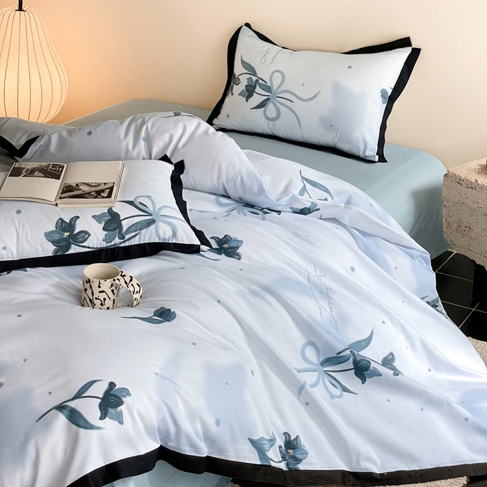 91家纺网 家纺一手货源 找家纺 麦田家纺 2025新款13372全棉花卉系列印花四件套 芙罗拉