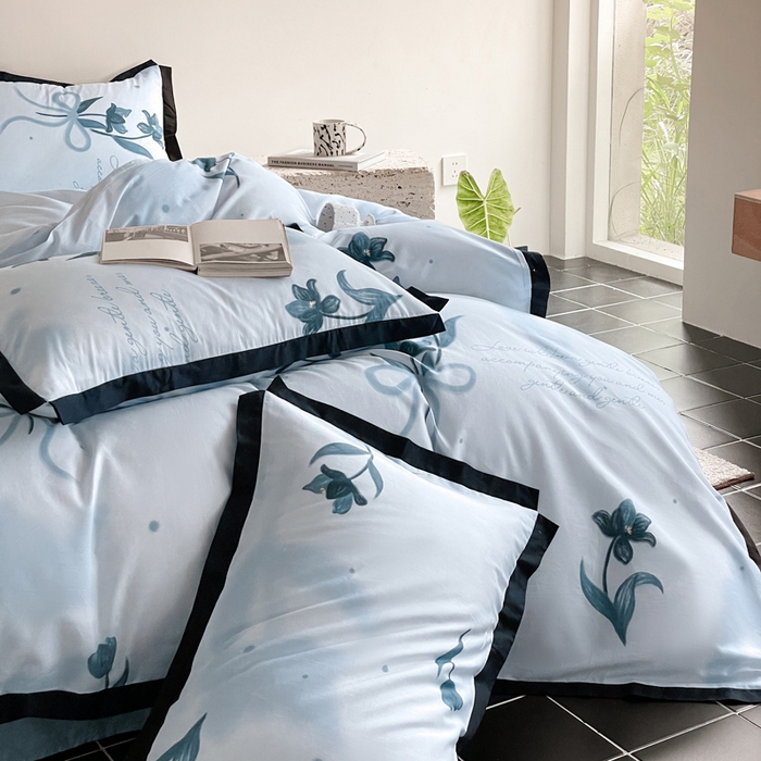 91家纺网 家纺一手货源 找家纺 麦田家纺 2025新款13372全棉花卉系列印花四件套 芙罗拉