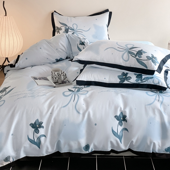 91家纺网 家纺一手货源 找家纺 麦田家纺 2025新款13372全棉花卉系列印花四件套 芙罗拉