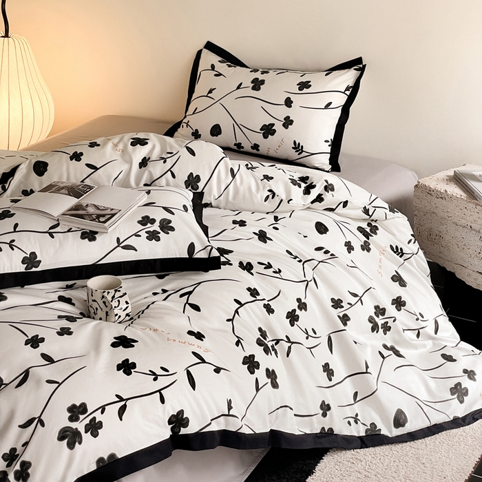 91家纺网 家纺一手货源 找家纺 麦田家纺 2025新款13372全棉花卉系列印花四件套 艾琳娜