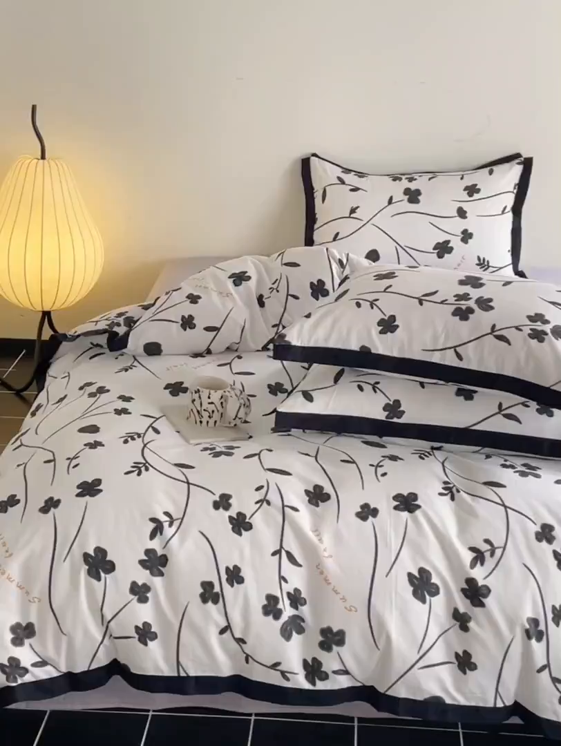 91家纺网 家纺一手货源 找家纺 （总）麦田家纺 2025新款13372全棉花卉系列印花四件套