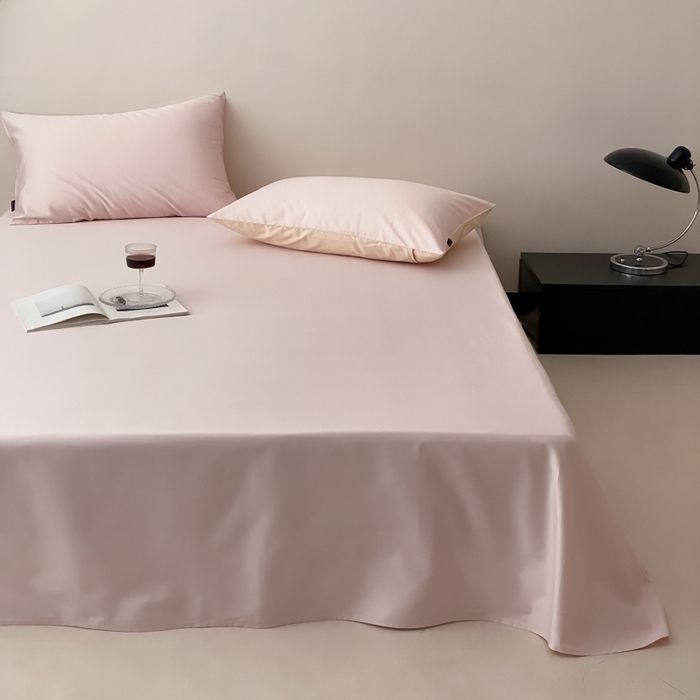 91家纺网 家纺一手货源 找家纺 云栖家居 2025新款全棉纯色长绒棉纯棉单品系列床单单件床单单品-单床单 玉兰粉