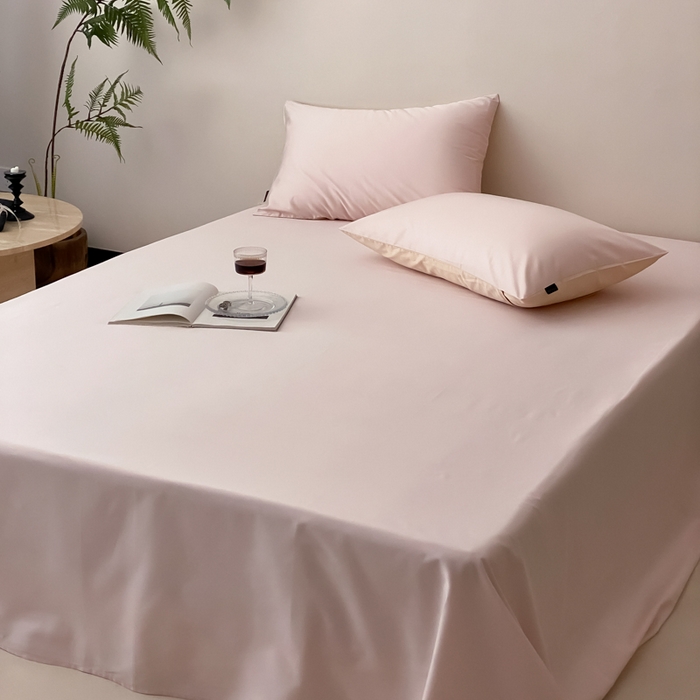 91家纺网 家纺一手货源 找家纺 云栖家居 2025新款全棉纯色长绒棉纯棉单品系列床单单件床单单品-单床单 玉兰粉