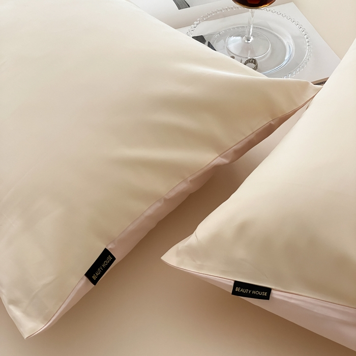 91家纺网 家纺一手货源 找家纺 云栖家居 2025新款全棉纯色长绒棉纯棉单品系列枕套单件枕套单品-单枕套 米粒碎&玉兰粉