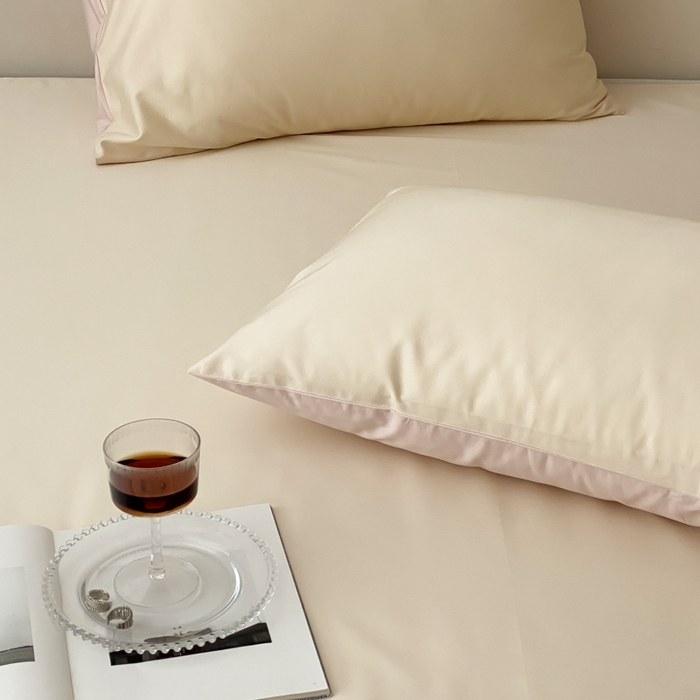 91家纺网 家纺一手货源 找家纺 云栖家居 2025新款全棉纯色长绒棉纯棉单品系列枕套单件枕套单品-单枕套 米粒碎&玉兰粉