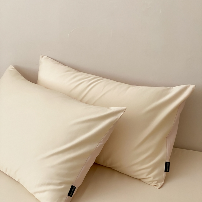 91家纺网 家纺一手货源 找家纺 云栖家居 2025新款全棉纯色长绒棉纯棉单品系列枕套单件枕套单品-单枕套 米粒碎&玉兰粉