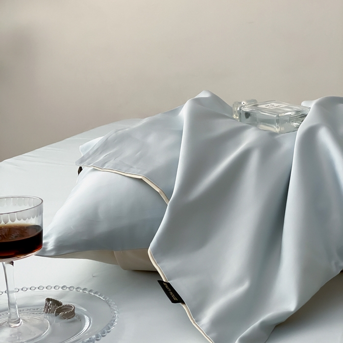 91家纺网 家纺一手货源 找家纺 云栖家居 2025新款全棉纯色长绒棉纯棉单品系列枕套单件枕套单品-单枕套 浅云兰&米粒碎