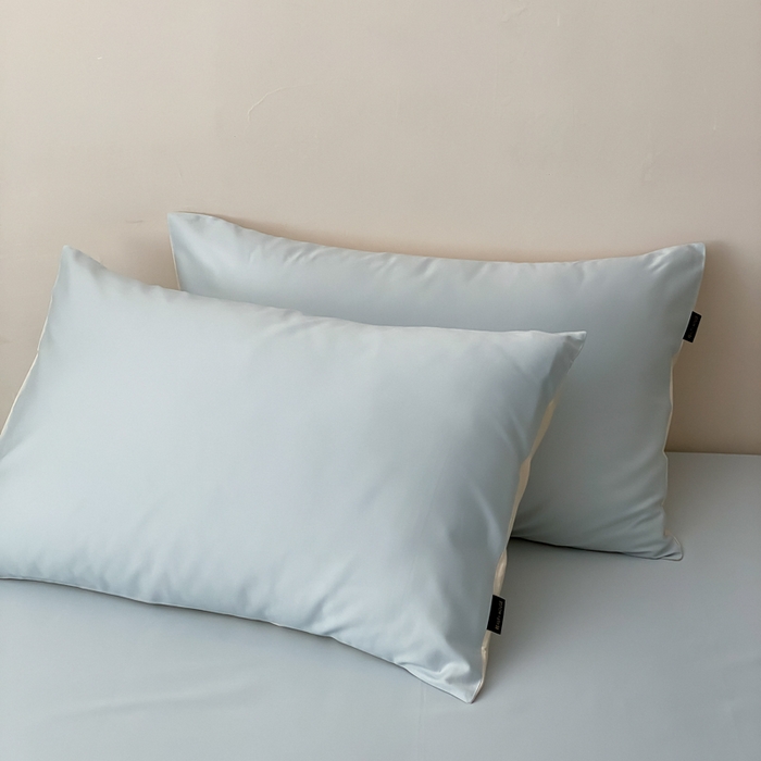 91家纺网 家纺一手货源 找家纺 云栖家居 2025新款全棉纯色长绒棉纯棉单品系列枕套单件枕套单品-单枕套 浅云兰&米粒碎