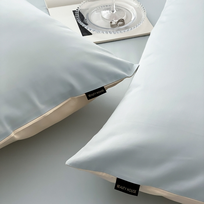 91家纺网 家纺一手货源 找家纺 云栖家居 2025新款全棉纯色长绒棉纯棉单品系列枕套单件枕套单品-单枕套 浅云兰&米粒碎