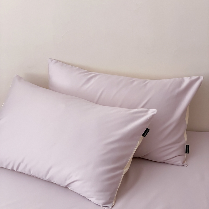 91家纺网 家纺一手货源 找家纺 云栖家居 2025新款全棉纯色长绒棉纯棉单品系列枕套单件枕套单品-单枕套 棠梨紫&米粒碎