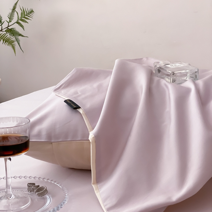 91家纺网 家纺一手货源 找家纺 云栖家居 2025新款全棉纯色长绒棉纯棉单品系列枕套单件枕套单品-单枕套 棠梨紫&米粒碎