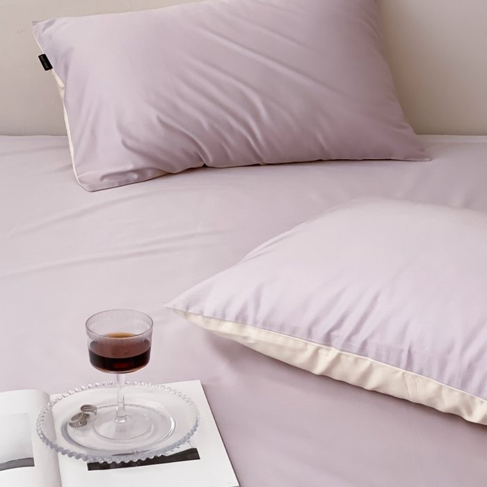 91家纺网 家纺一手货源 找家纺 云栖家居 2025新款全棉纯色长绒棉纯棉单品系列枕套单件枕套单品-单枕套 棠梨紫&米粒碎