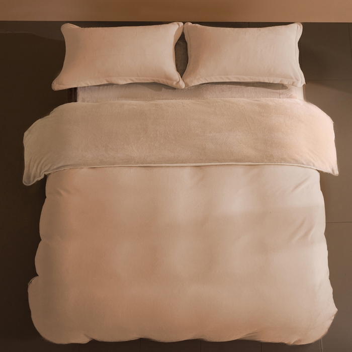 91家纺网 家纺一手货源 找家纺 麦田家纺 2025新款A类高克重纯色牛奶绒四件套 奶咖