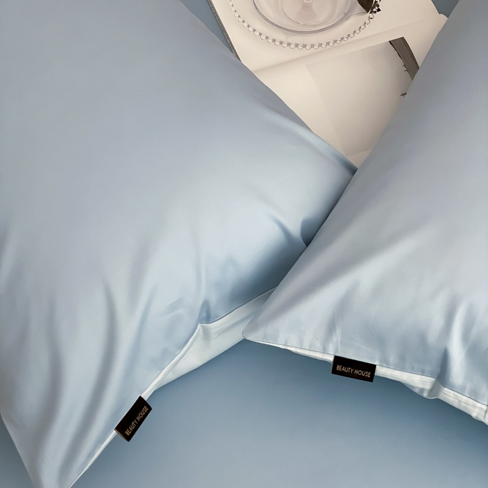 91家纺网 家纺一手货源 找家纺 云栖家居 2025新款全棉纯色长绒棉纯棉单品系列枕套单件枕套单品-单枕套 希腊蓝&浅云兰