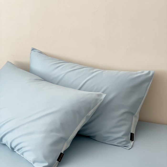 91家纺网 家纺一手货源 找家纺 云栖家居 2025新款全棉纯色长绒棉纯棉单品系列枕套单件枕套单品-单枕套 希腊蓝&浅云兰