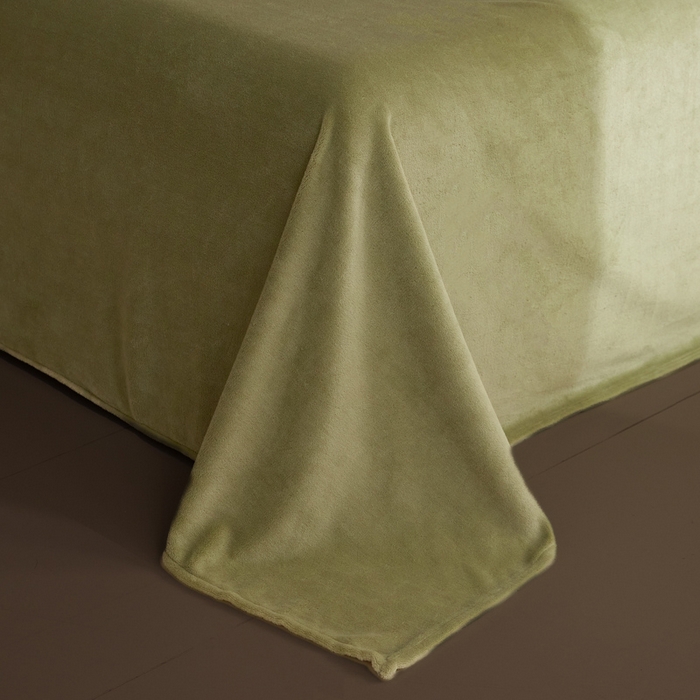 91家纺网 家纺一手货源 找家纺 麦田家纺 2025新款A类高克重纯色牛奶绒四件套 奶黄-军绿