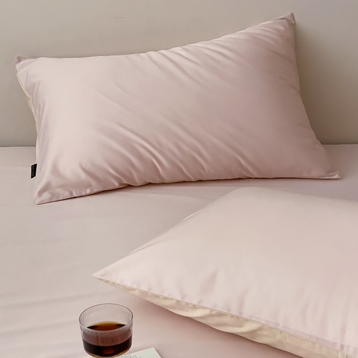 91家纺网 家纺一手货源 找家纺 云栖家居 2025新款全棉纯色长绒棉纯棉单品系列枕套单件枕套单品-单枕套 玉兰粉&米粒碎