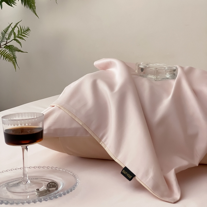 91家纺网 家纺一手货源 找家纺 云栖家居 2025新款全棉纯色长绒棉纯棉单品系列枕套单件枕套单品-单枕套 玉兰粉&米粒碎