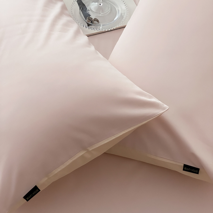 91家纺网 家纺一手货源 找家纺 云栖家居 2025新款全棉纯色长绒棉纯棉单品系列枕套单件枕套单品-单枕套 玉兰粉&米粒碎