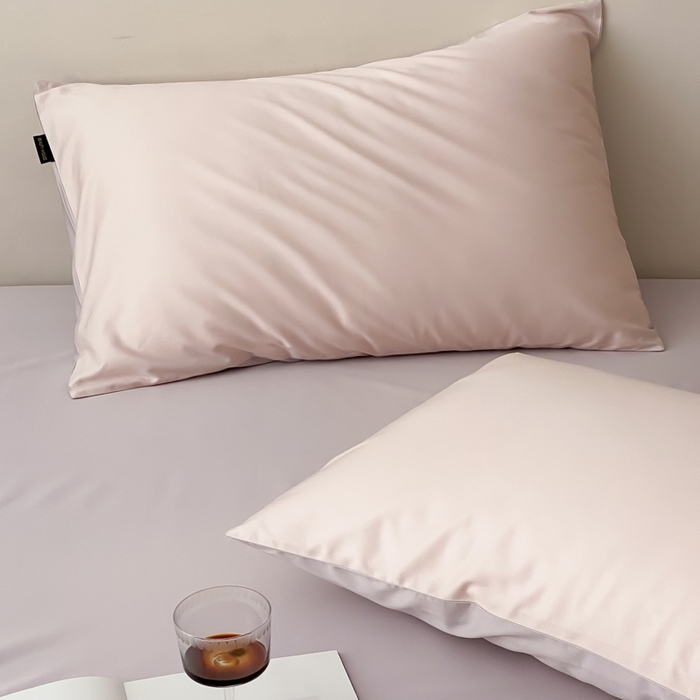 91家纺网 家纺一手货源 找家纺 云栖家居 2025新款全棉纯色长绒棉纯棉单品系列枕套单件枕套单品-单枕套 玉兰粉&棠梨紫