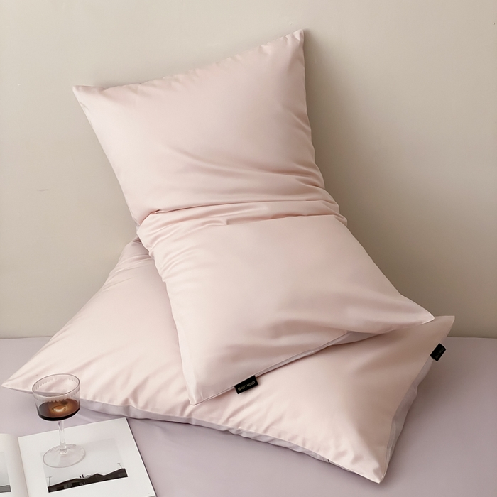 91家纺网 家纺一手货源 找家纺 云栖家居 2025新款全棉纯色长绒棉纯棉单品系列枕套单件枕套单品-单枕套 玉兰粉&棠梨紫