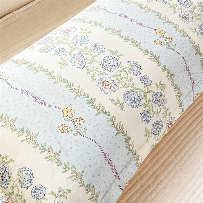 91家纺网 家纺一手货源 找家纺 麦田家纺 2025新款全棉印花12868长枕 花涧