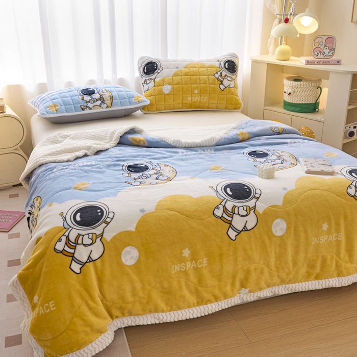 91家纺网 家纺一手货源 找家纺 （总）莉莉安家纺 2025秋冬新款加厚三层夹棉牛奶绒贝贝绒毯冬季保暖盖毯复合毛毯