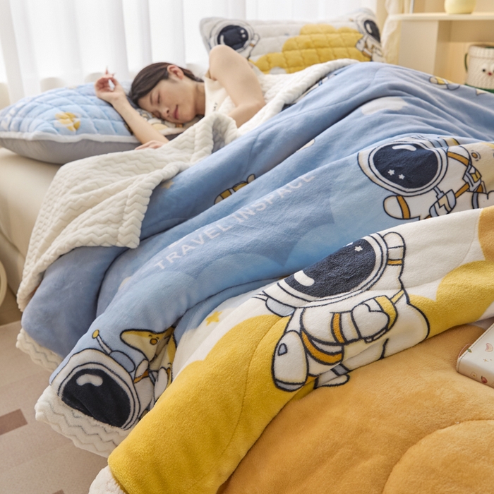 91家纺网 家纺一手货源 找家纺 （总）莉莉安家纺 2025秋冬新款加厚三层夹棉牛奶绒贝贝绒毯冬季保暖盖毯复合毛毯