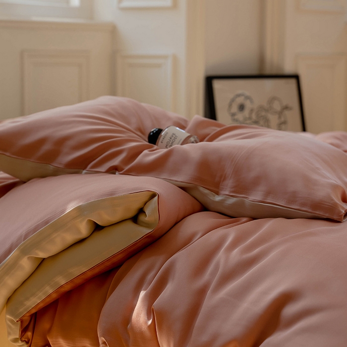 91家纺网 家纺一手货源 找家纺 麦田家纺 2025新款A类60S纯色兰精天丝四件套 芝芝桃桃-极地白