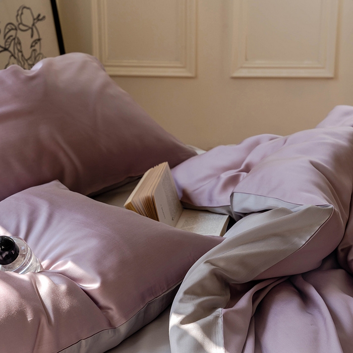 91家纺网 家纺一手货源 找家纺 麦田家纺 2025新款A类60S纯色兰精天丝四件套 满天星紫-曙光银