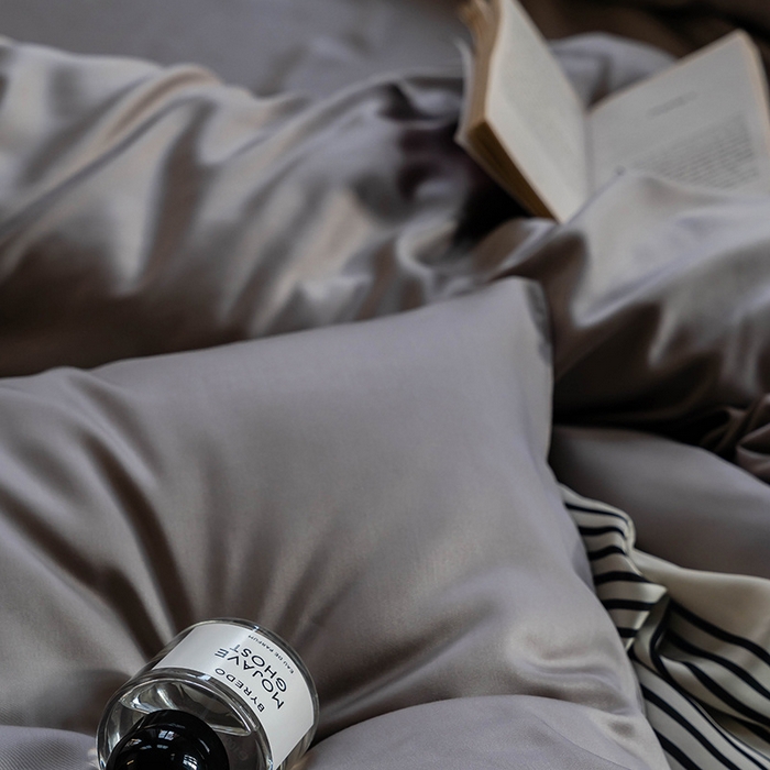 91家纺网 家纺一手货源 找家纺 麦田家纺 2025新款A类60S纯色兰精天丝四件套 岩石灰