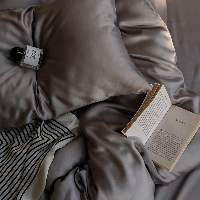 91家纺网 家纺一手货源 找家纺 麦田家纺 2025新款A类60S纯色兰精天丝四件套 岩石灰