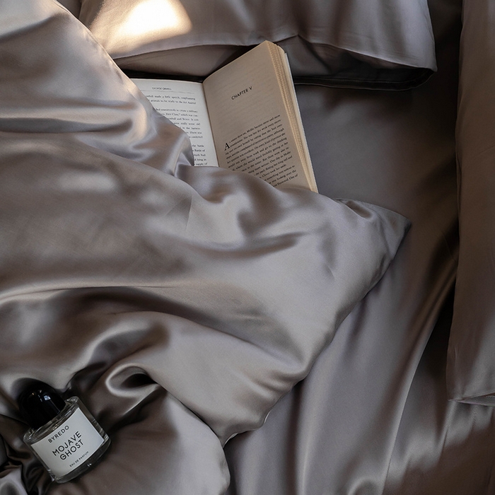 91家纺网 家纺一手货源 找家纺 麦田家纺 2025新款A类60S纯色兰精天丝四件套 岩石灰