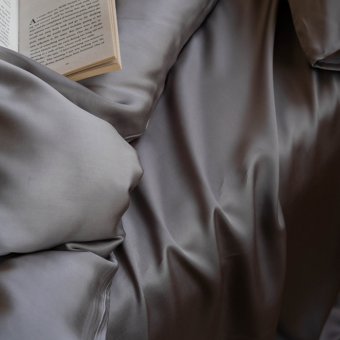 91家纺网 家纺一手货源 找家纺 麦田家纺 2025新款A类60S纯色兰精天丝四件套 岩石灰