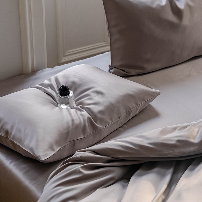 91家纺网 家纺一手货源 找家纺 麦田家纺 2025新款A类60S纯色兰精天丝四件套 岩石灰