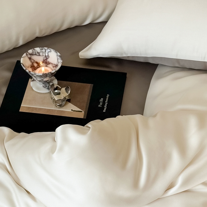 91家纺网 家纺一手货源 找家纺 麦田家纺 2025新款A类60S纯色兰精天丝四件套 乳蛋白-冷岩灰