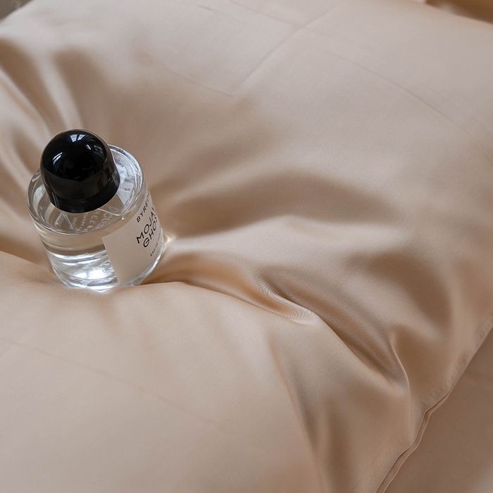 91家纺网 家纺一手货源 找家纺 麦田家纺 2025新款A类60S纯色兰精天丝四件套 沙茶色