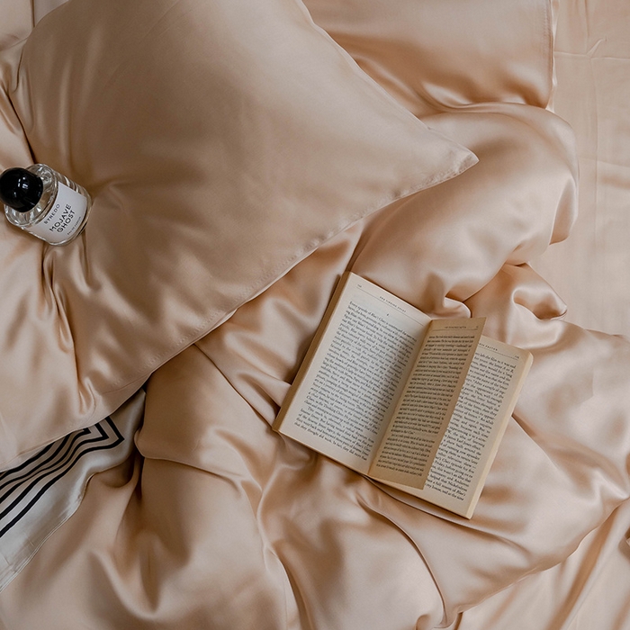 91家纺网 家纺一手货源 找家纺 麦田家纺 2025新款A类60S纯色兰精天丝四件套 沙茶色