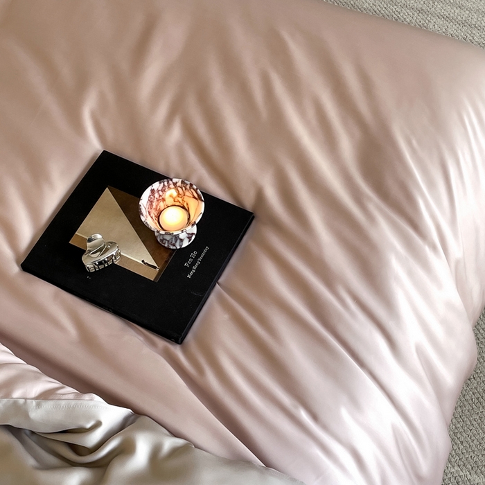 91家纺网 家纺一手货源 找家纺 麦田家纺 2025新款A类60S纯色兰精天丝四件套 夜影凝香-霜华银