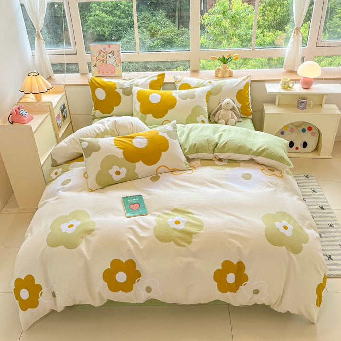 91家纺网 家纺一手货源 找家纺 麦田家纺 2025新款花卉全棉印花四件套系列 玛奇朵