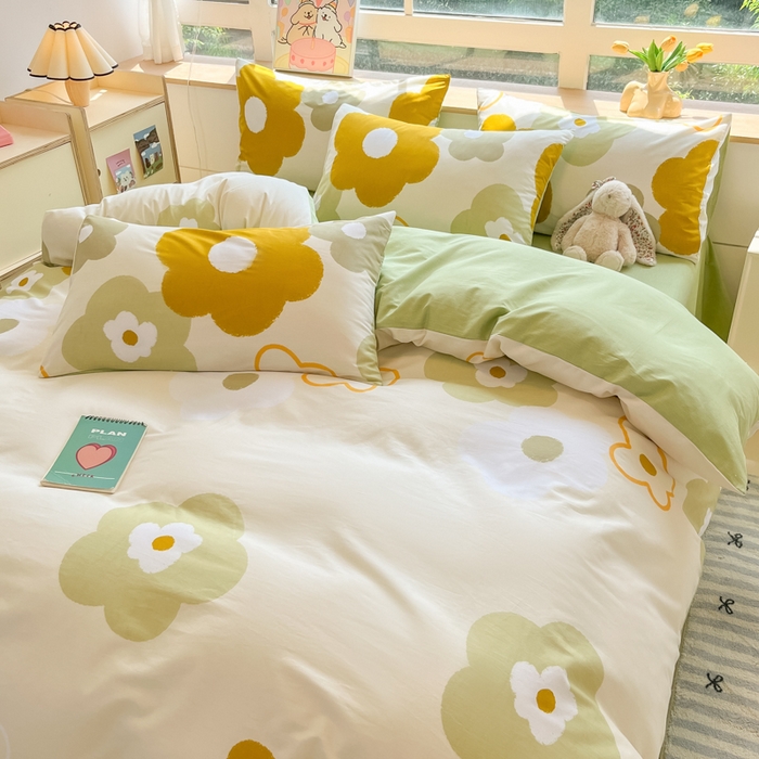 91家纺网 家纺一手货源 找家纺 麦田家纺 2025新款花卉全棉印花四件套系列 玛奇朵