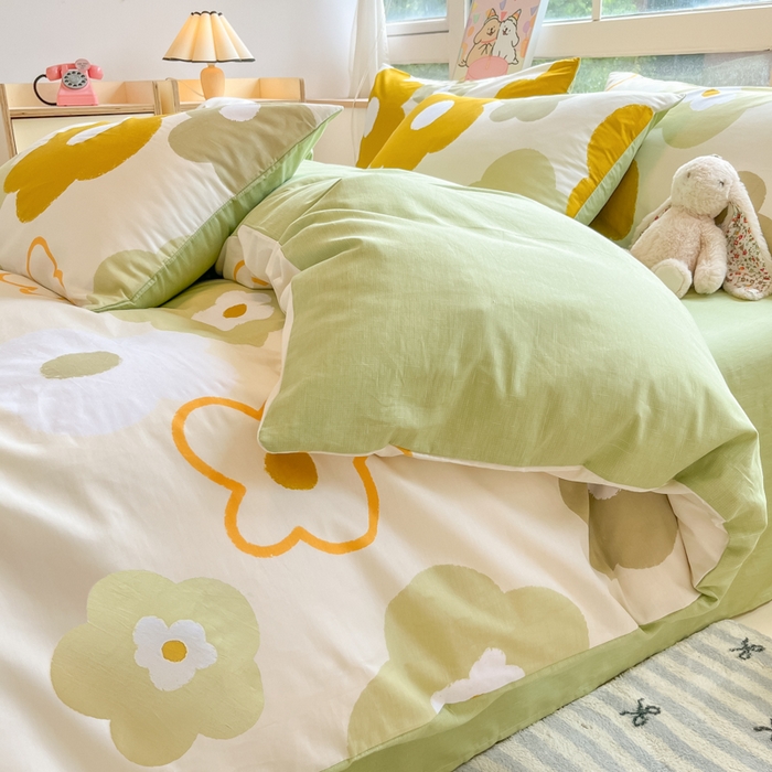 91家纺网 家纺一手货源 找家纺 麦田家纺 2025新款花卉全棉印花四件套系列 玛奇朵