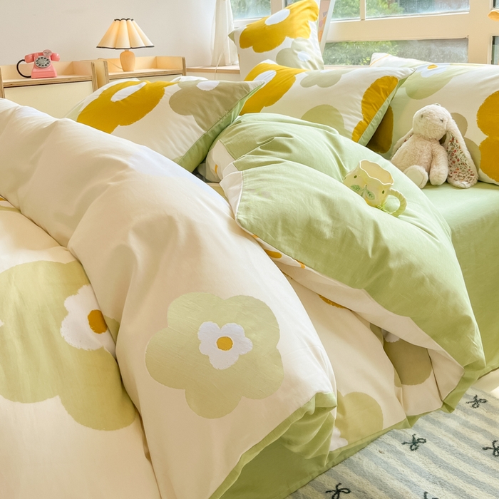 91家纺网 家纺一手货源 找家纺 麦田家纺 2025新款花卉全棉印花四件套系列 玛奇朵