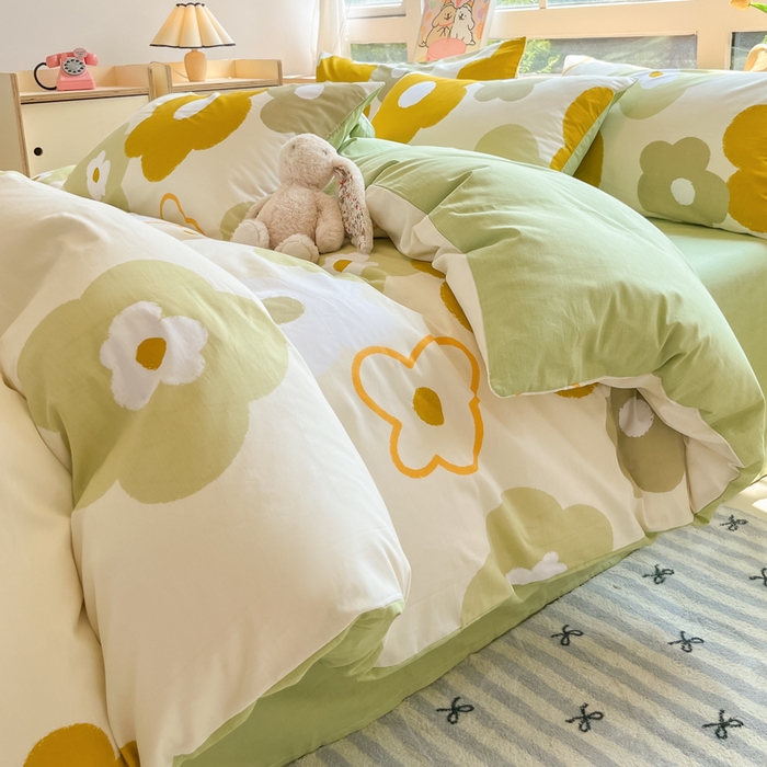 91家纺网 家纺一手货源 找家纺 麦田家纺 2025新款花卉全棉印花四件套系列 玛奇朵