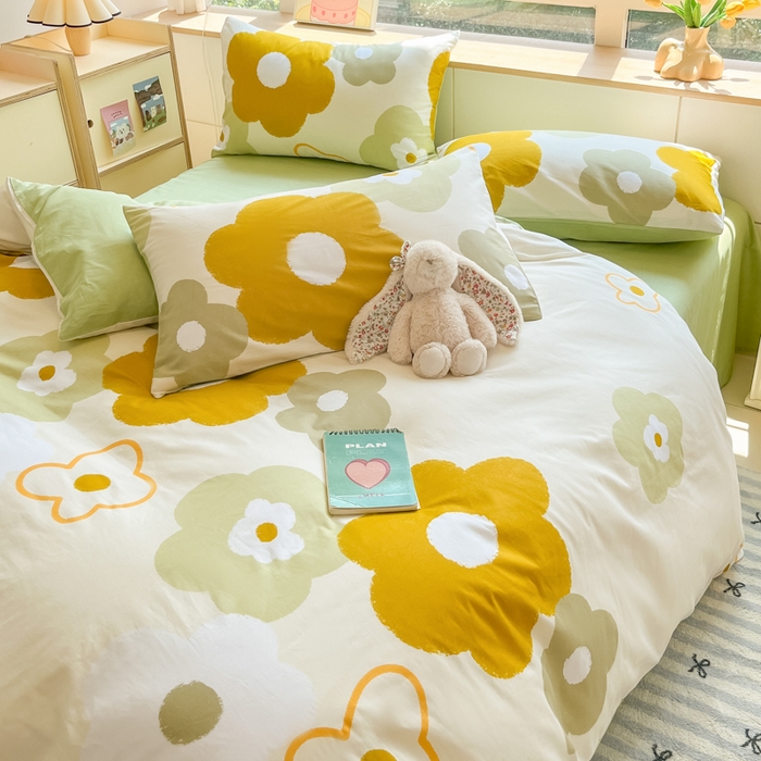 91家纺网 家纺一手货源 找家纺 麦田家纺 2025新款花卉全棉印花四件套系列 玛奇朵