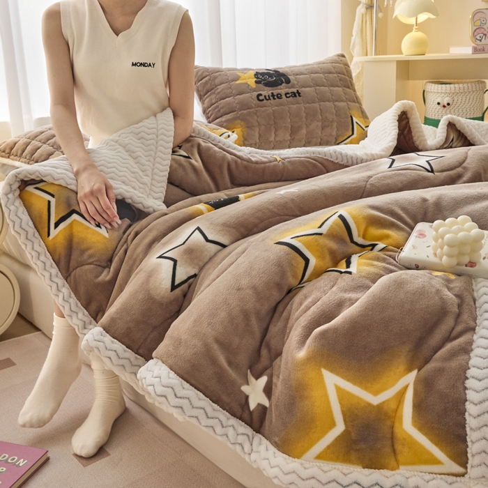 91家纺网 家纺一手货源 找家纺 （总）莉莉安家纺 2025秋冬新款加厚三层夹棉牛奶绒贝贝绒毯冬季保暖盖毯复合毛毯