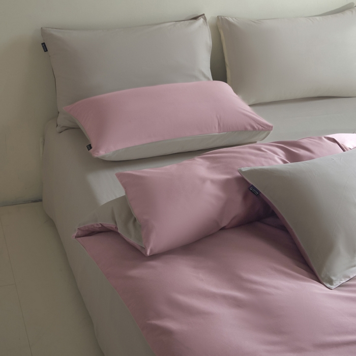 91家纺网 家纺一手货源 找家纺 麦田家纺 2025新款A类全棉13372纯色四件套 浅灰咖芋紫